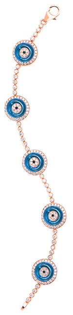 Load image into Gallery viewer, Against Evil Eye Five Eye Diamond Pave Bracelet