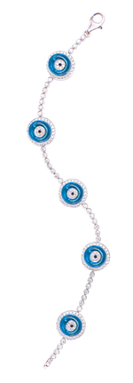 Load image into Gallery viewer, Against Evil Eye Five Eye Diamond Pave Bracelet