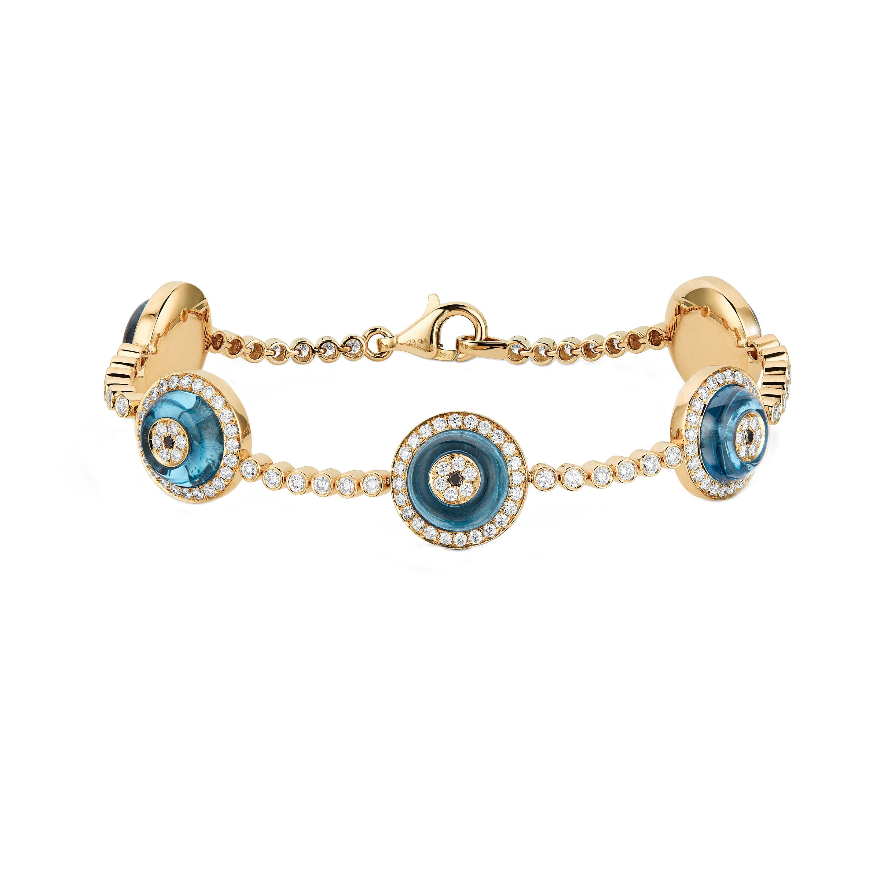 Against Evil Eye Five Eye Diamond Pave Bracelet