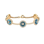 Load image into Gallery viewer, Against Evil Eye Five Eye Diamond Pave Bracelet
