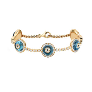 Against Evil Eye Five Eye Diamond Pave Bracelet