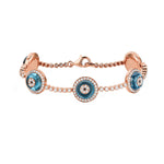 Load image into Gallery viewer, Against Evil Eye Five Eye Diamond Pave Bracelet
