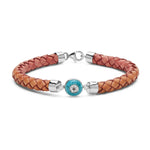 Load image into Gallery viewer, Against Evil Eye Leather Bracelet
