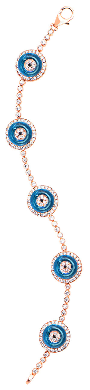 Against Evil Eye Five Eye Diamond Pave Bracelet