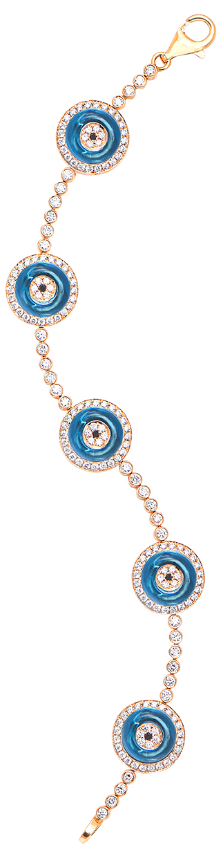 Against Evil Eye Five Eye Diamond Pave Bracelet