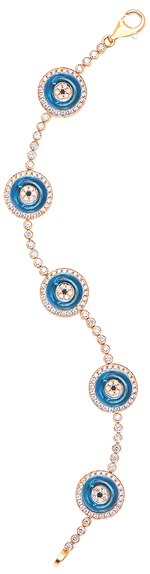 Load image into Gallery viewer, Against Evil Eye Five Eye Diamond Pave Bracelet
