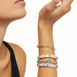 Load image into Gallery viewer, Against Evil Eye Skinny Open Bangle
